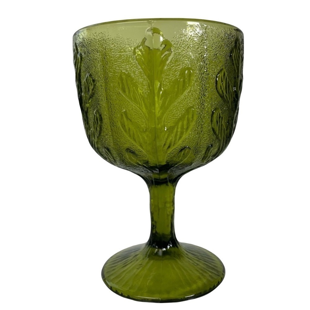 Vintage Oak Leaf Design Green FTD Glass Dish